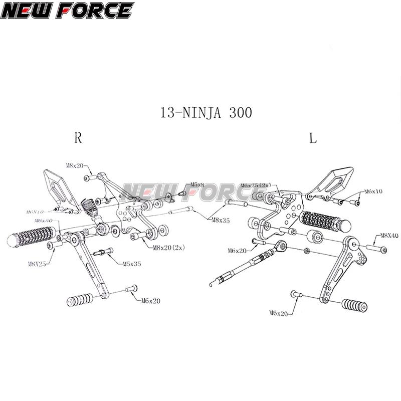 

FOR Kawasaki Ninja 250 300 Z250 Z300 modified accessories shift lever lift pedal brake front and rear suspension gear rod assemb