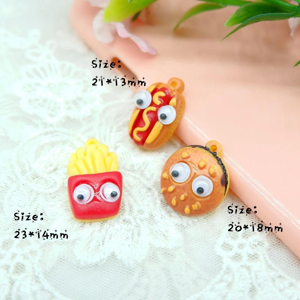 Каваи картофель фри гамбургер flatback смолы кабошон для волос лук diy Телефон деко