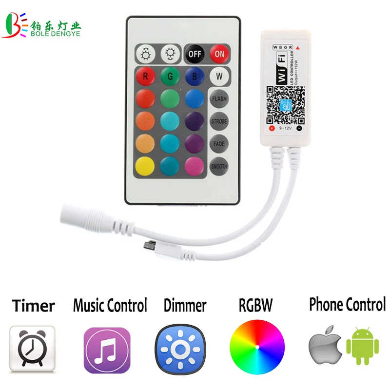 BOLE DENGYE 5050 RGB Светодиодная лента, водонепроницаемая Диодная лента, wifi, светодиодный, музыкальный, 44Key, ИК-пульт дистанционного управления Bluetooth, 2 м, 5 м, 10 м, светодиодный адаптер