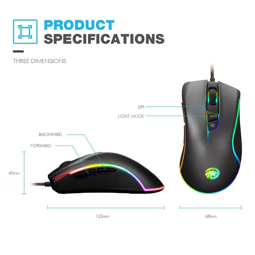 Оригинальная F MOUSE F300 электронная Спортивная программируемая игровая мышь 4000 DPI