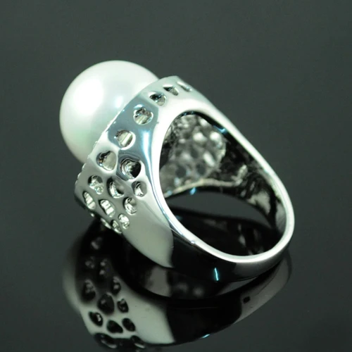 AOLOSHOW модное кольцо большого размера с жемчугом для женщин/мужчин обручальное