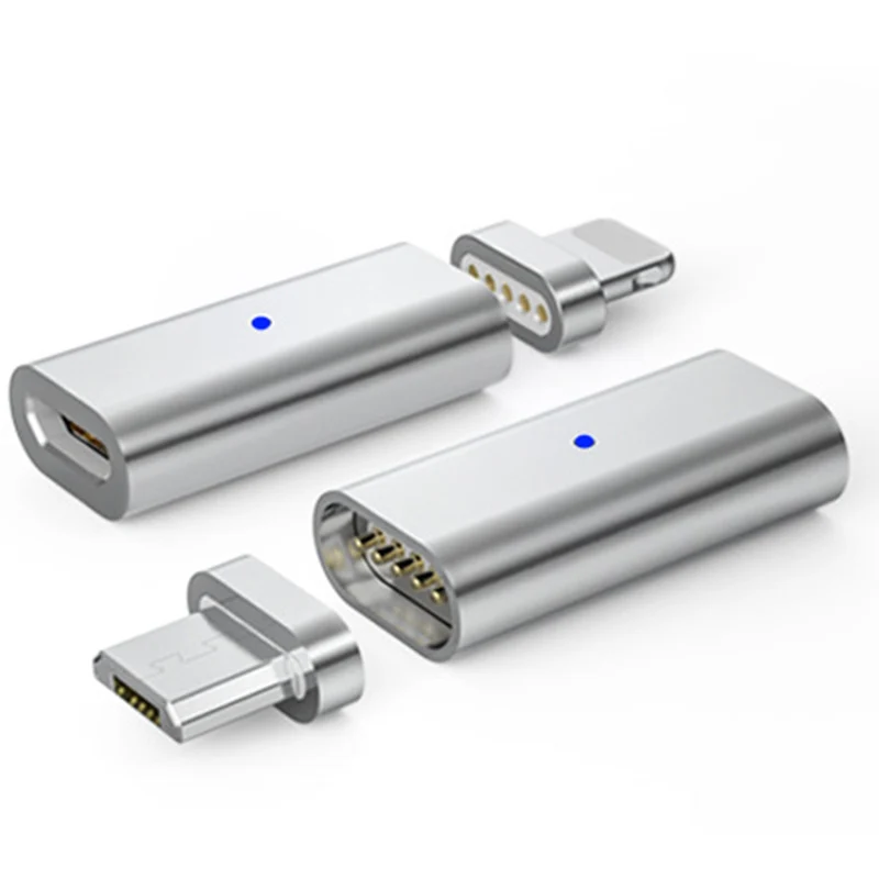 3 в 1 Micro USB Female to Type C/Android/IOS Мужской Магнитный адаптер металлический кабель для