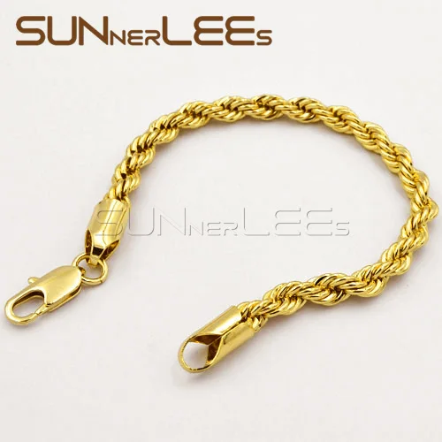 SUNNERLEES модные ювелирные изделия для мужчин и женщин подарок 4 мм ~ 7 розовое золото