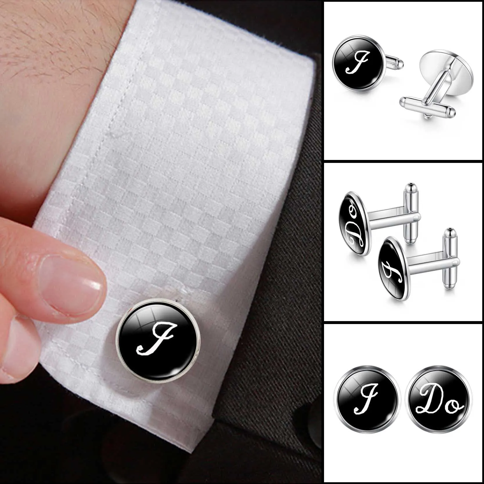 Черно белые стеклянные запонки с кабошоном для футболки жениха ювелирные