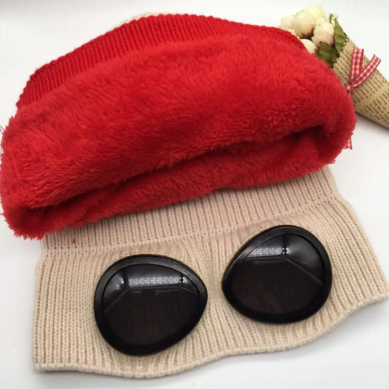 Женские шапки ветрозащитные очки шапка из шерсти Зимняя мода кепка Gorros фиксация
