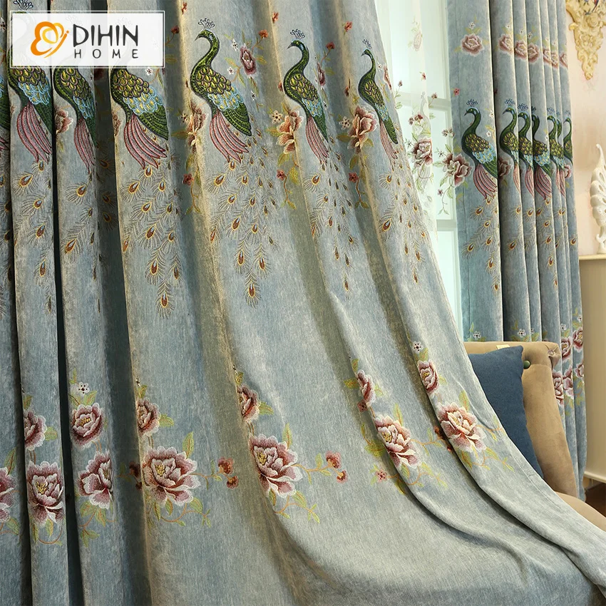 DIHIN HOME Новое поступление Европейский Павлин Вышитые затемняющие шторы для