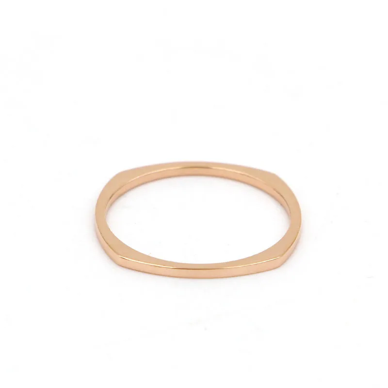 Женское кольцо с квадратным хвостом Martick простое штабелируемое из нержавеющей