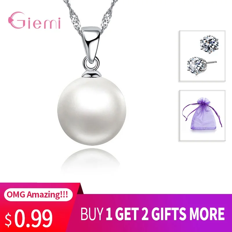 Гладкий шар круглый жемчуг Висячие серьги сверкающие стерлингового серебра 925