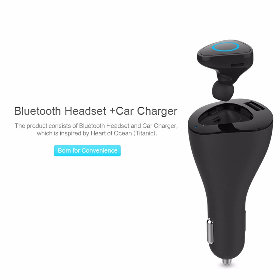 Стиль 4,1 автомобильный беспроводной Hands Free Bluetooth наушники с USB Автомобильное зарядное устройство наушники с стерео микрофоном для смартфона