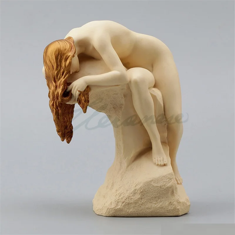 

Modern Resin Art Girl Statue Naked Girl Rock Sculpture Abstract Characters Figurine Chinese Home Decoration R1861