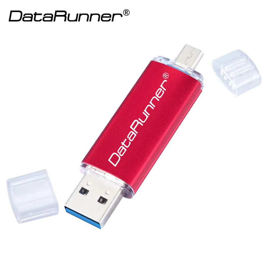 Красный Высокоскоростной USB флеш-накопитель DataRunner OTG, 128 ГБ, флеш-накопитель, 32 ГБ, 64 ГБ, Usb 3,0, флешка, 256 ГБ, USB карта памяти для мобильных телефонов на Android - Цвет: Красный