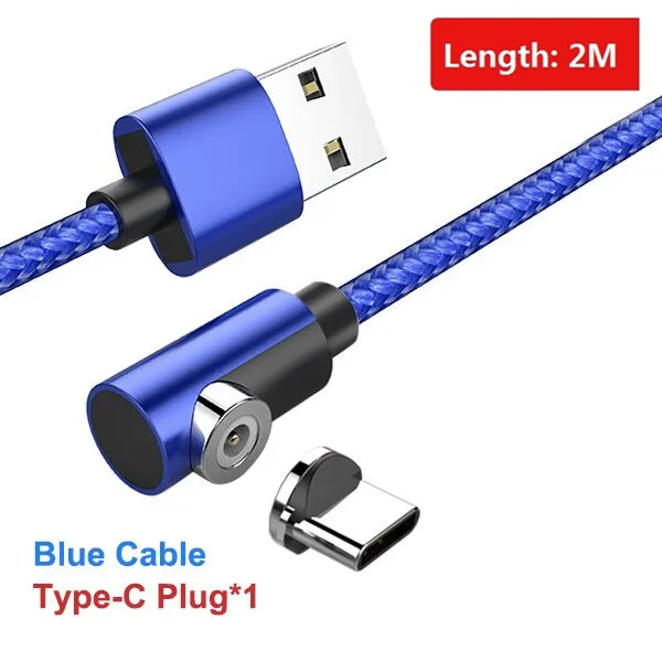 For Type-c Blue 2M ACCEZZ Магнитный кабель Micro usb type C для iPhone X XS MAX XR 8 Магнитная Зарядка для samsung S10 Быстрая зарядка телефонный кабель шнур 2 м - Цвет: For Type-c Blue 2M