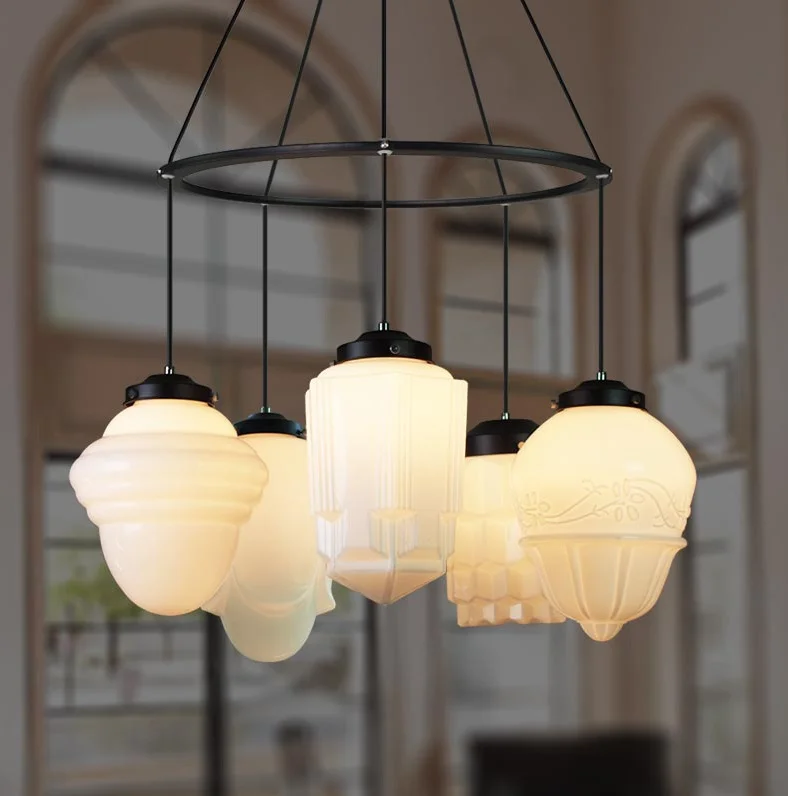 値段 ヨーロッパのレトロなガラスクリームシャンデリアリビングルームダイニングルーム北欧モダンシンプル Led 白鳥ランタンシャンデリア