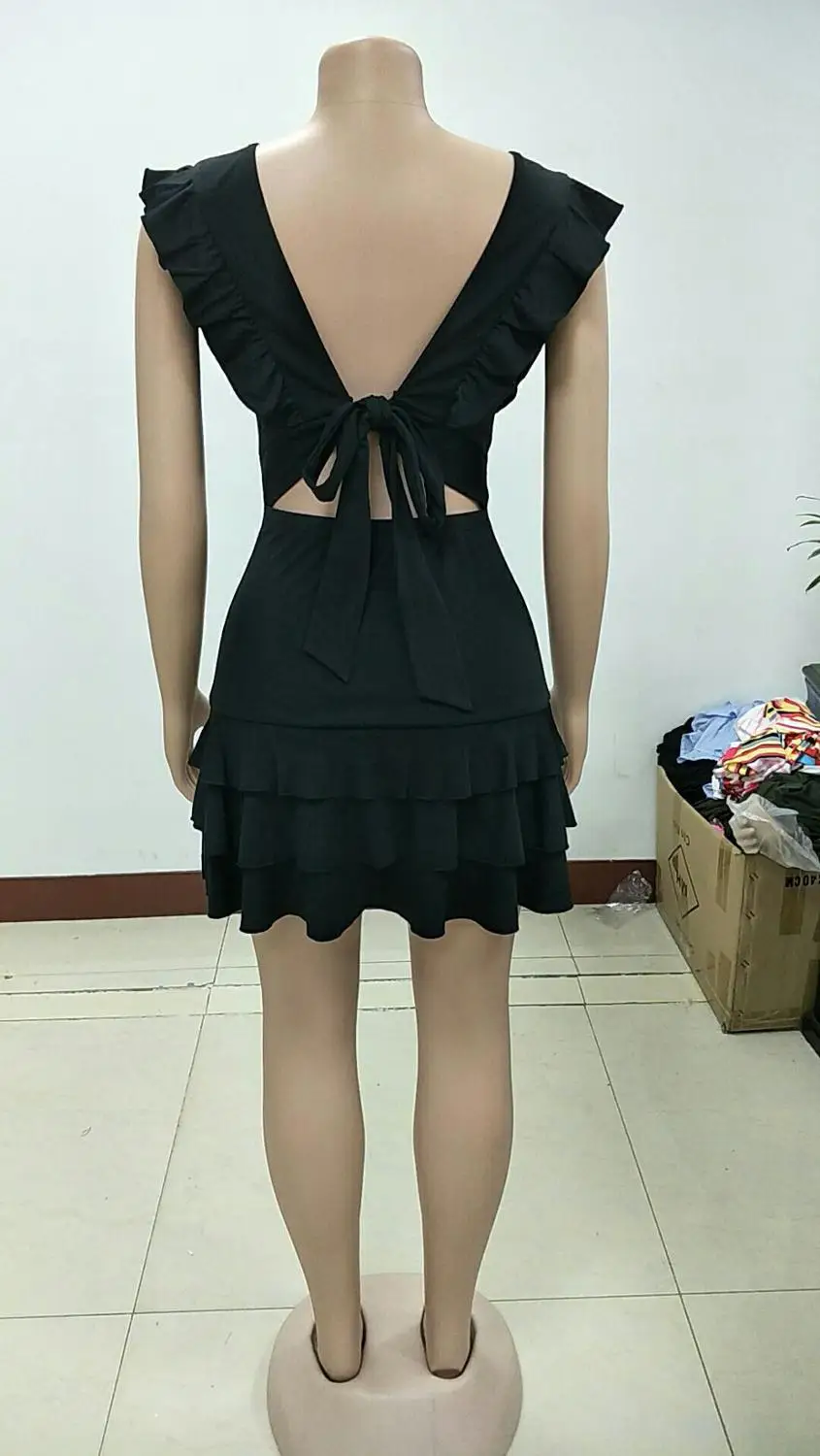 Женское летнее платье с V образным вырезом и открытой спиной|Женские платья| |