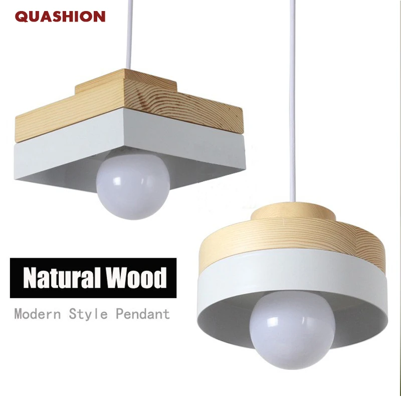 Японский стиль простые деревянные подвесные светильники E27 алюминиевая