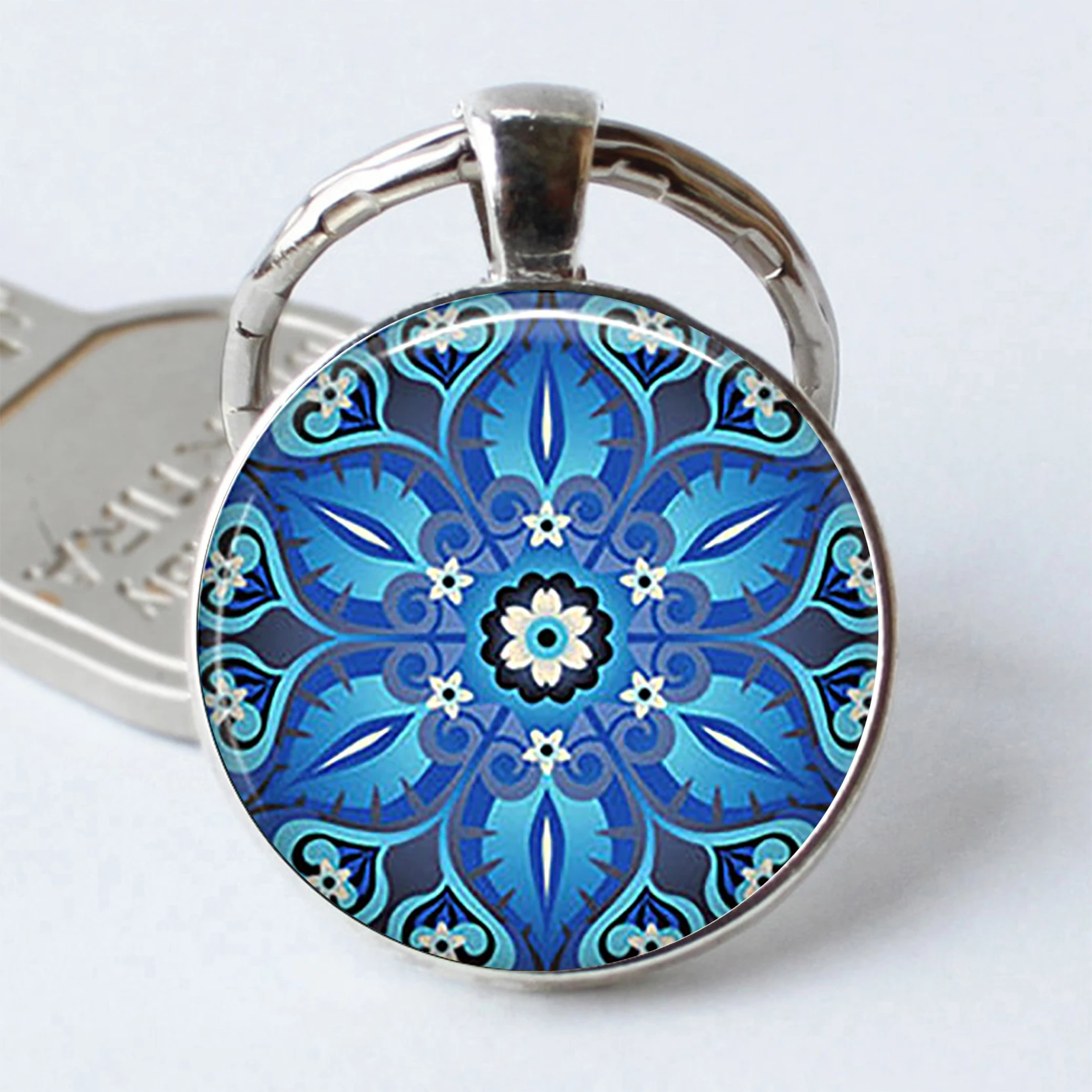 Изящный синий креативный брелок синяя плитка с марокканским узором