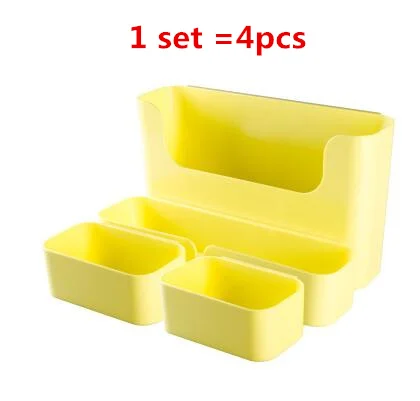 1set yellow Многофункциональная бесшовная пластиковая настенная полка для ванной комнаты, многоразовые стеллажи, Висячие держатели для хранения - Цвет: 1set yellow