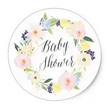 

1.5inch Pastel Spring Floral Wreath Baby Shower Stamp Classic Round Sticker