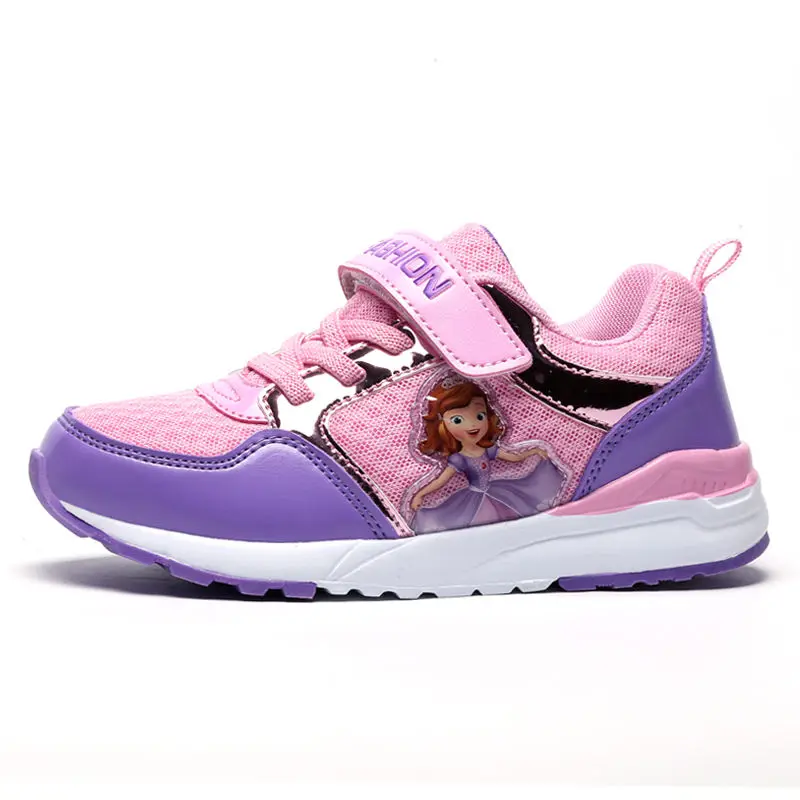 Purple Sialia/кроссовки для девочек с героями мультфильмов; Повседневная дышащая детская обувь для девочек; детская обувь; сетчатая обувь на липучке; сезон весна-осень; sapato infantil - Цвет: Purple