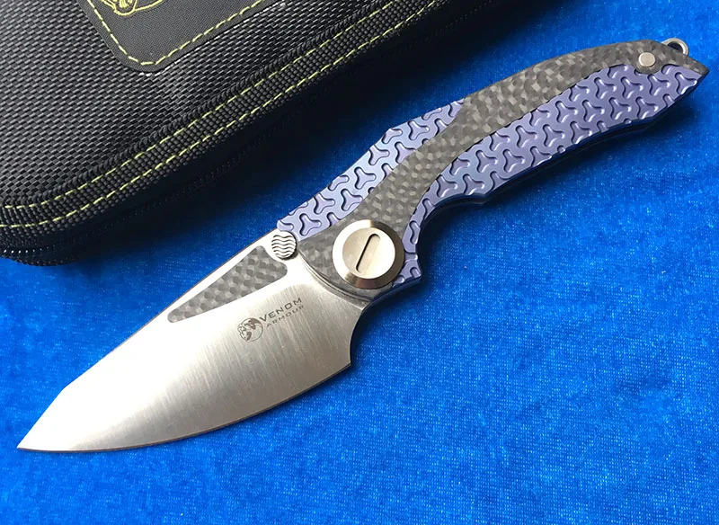 VENOM Броня складной нож для ежедневного использования, M390 лезвие titanium CF Флиппер открытый кемпинг охотничьи ножи выживания карман кухонный Фруктовый нож для повседневного использования, инструмент