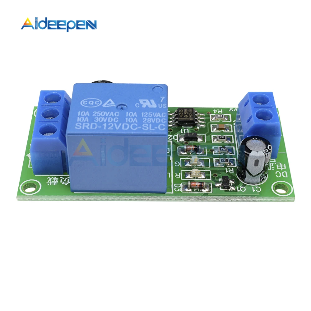 DC 12V 10 V-14,5 V проводимость NE555 таймер задержки переключатель регулируемое время задержки релейный модуль выключить 1~ 60 секунд