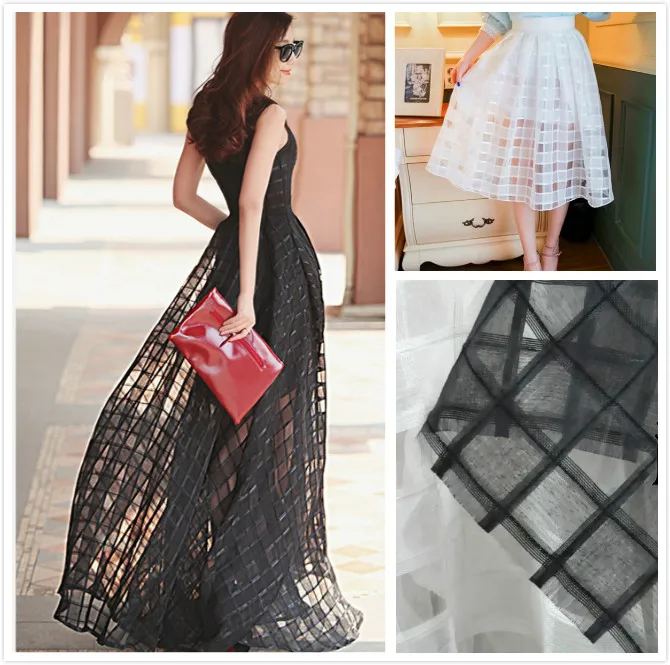 Eugen пряжа жаккардовая вышитая клетчатая ткань черно белая квадратная юбка|fabric