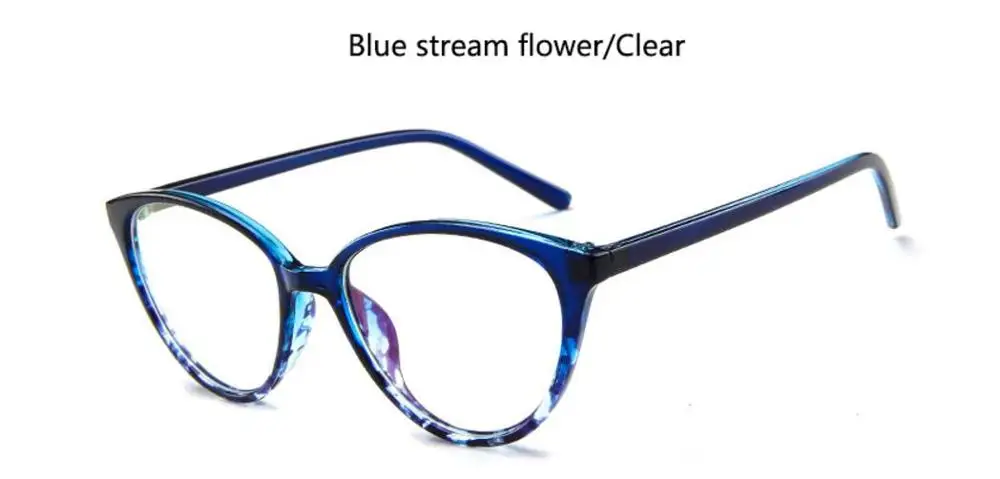 blue stream flower Оправа для очков, маленькие кошачьи глаза, оправа для очков, прозрачные линзы для женщин, Брендовые очки для близорукости, Nerd, черные, красные солнцезащитные очки, оправа - Цвет оправы: blue stream flower