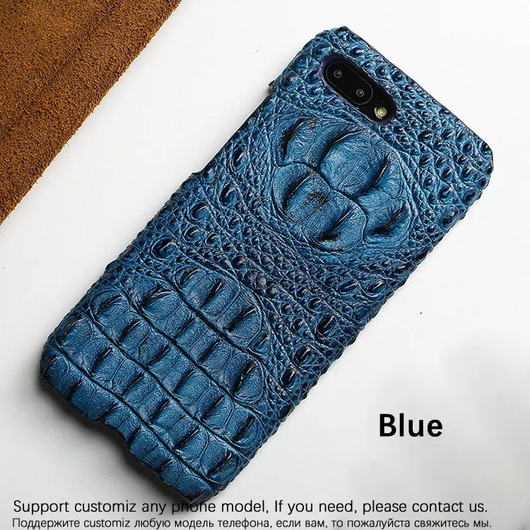 Blue Роскошный чехол из натуральной кожи для huawei Honor 10 View 10, узор из крокодиловой кожи ручной работы, чехол 360 Полное заднее покрытие для Honor V10 V - Цвет: Blue