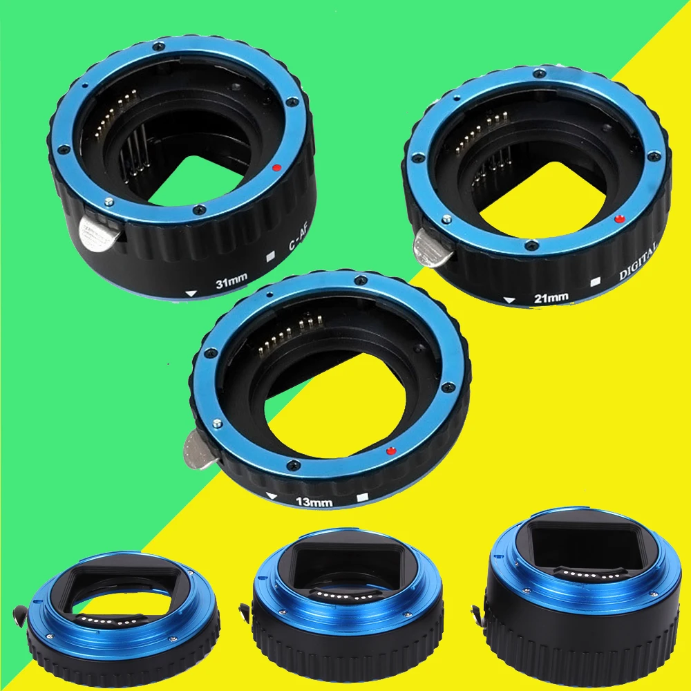 Blue Metal Mount Auto Focus AF Macro Extension Tube Ring for Canon EOS 1100D 700D 650D 600D 550D 500D 450D 350D 300D EF-S Lens |