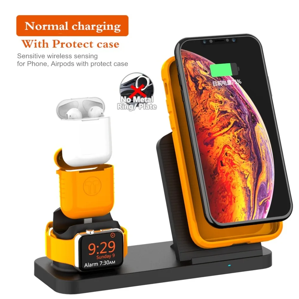 Беспроводное зарядное устройство FDGAO Qi для iPhone X 8 XR XS Max Apple Watch 4 3 2 10 Вт Быстрая