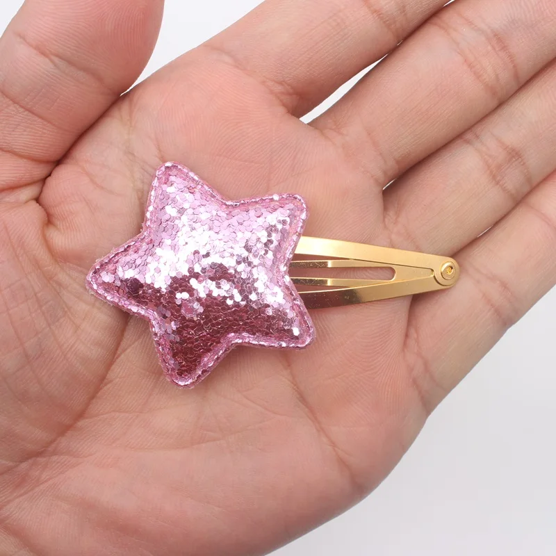 pink Новинка года, нейлоновые резинки с круглыми блестками и пятиконечными звездами для девочек, эластичные резинки для волос, аксессуары для волос для детей, 1 шт - Цвет: pink