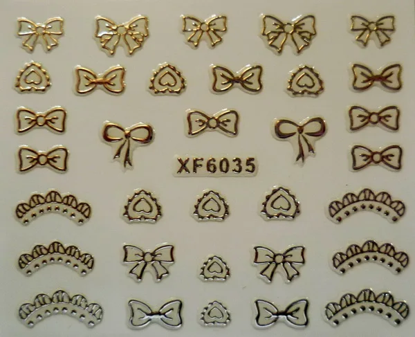 XF6035 Ультратонкие 3D наклейки для ногтей звезда/Череп/корона/цветы переводная наклейка золотистого цвета самоклеющиеся украшения для ногтей XF6059 - Цвет: XF6035