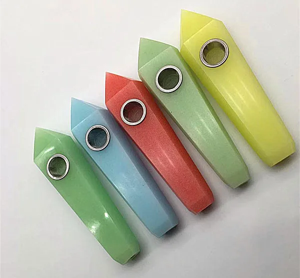 

6pcs "Glow In The Dark" Luminous Stone quartz crystal smoking pipe for tobacco