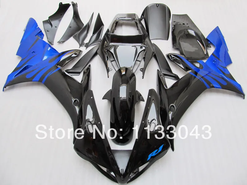 

Injection mold100%NEW blue black flame fairing kits for Yamaha YZF-R1 02 03 YZF R1 02-03 YZF 1000 R1 2002 2003 #bbf1H fairing pa