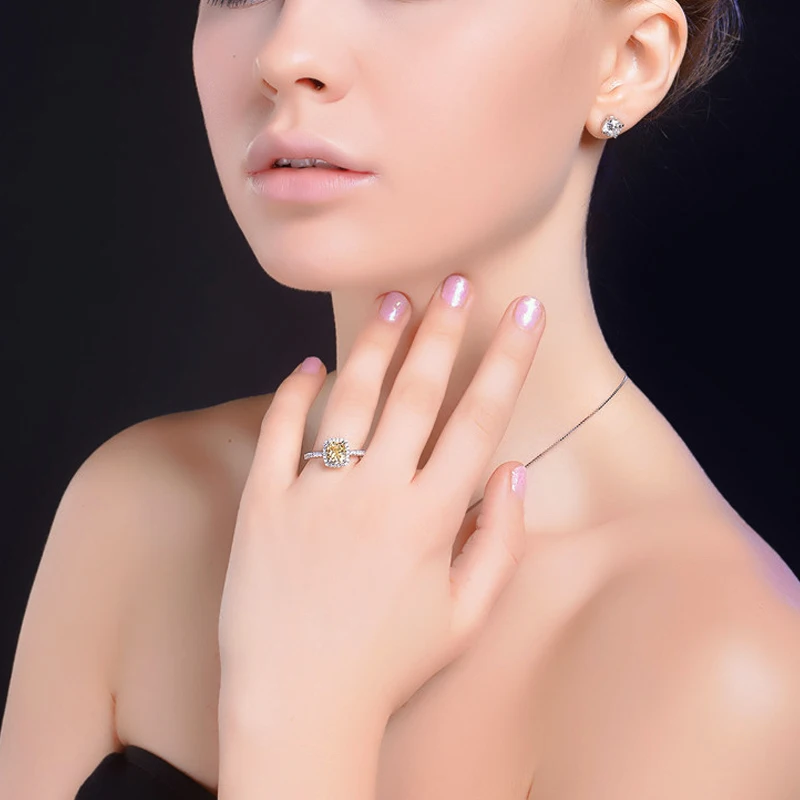 Женское кольцо для помолвки COLORFISH желтое из стерлингового серебра 925 пробы с