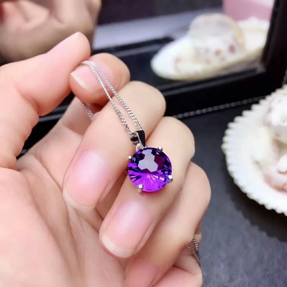 Shilovem, 925 Стерлинговое Серебро, пьезоэлектрическое кольцо с аметистом, подвески, серьги, ювелирные изделия, модные свадебные открытые, mtz08081010agz