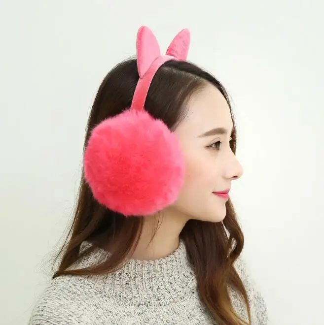 

Women Earmuff Winter Autumn Warm Faux Fur Ear Muffs Cute Cat Ear Earflap Rabbit Fur for girls Ear flap Ladies Plush Ear muffs