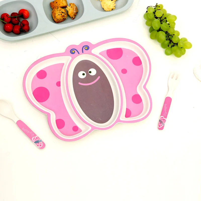 3 шт./компл. детские столовые приборы из бамбукового волокна с мультяшными