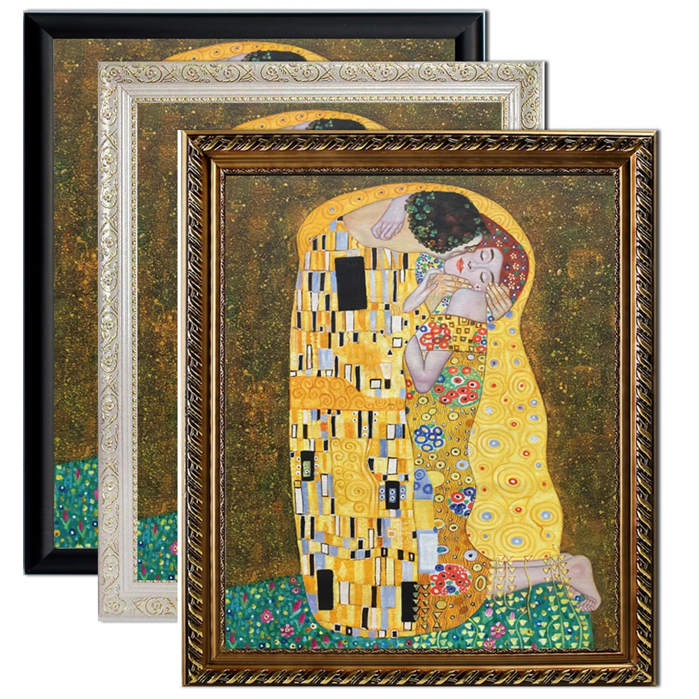 

Framed Canvas Art The Kiss Gustav Klimt Famous Woman Painting Hand Painted Modern Artwork Bedroom Bathroom Wall Decor 24" x 36"