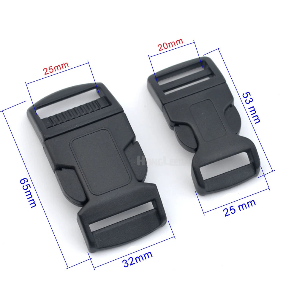 20 шт./лот HLD/M417 25mm & мм черные пластиковые пряжки с помпоном боковая кривая Пряжка