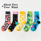Носки мужские длинные смешные цветные, чесаный хлопок, повседневные уличные в стиле Харадзюку, хип-хоп, счастливый Ленивец, динозавр, коала, лист