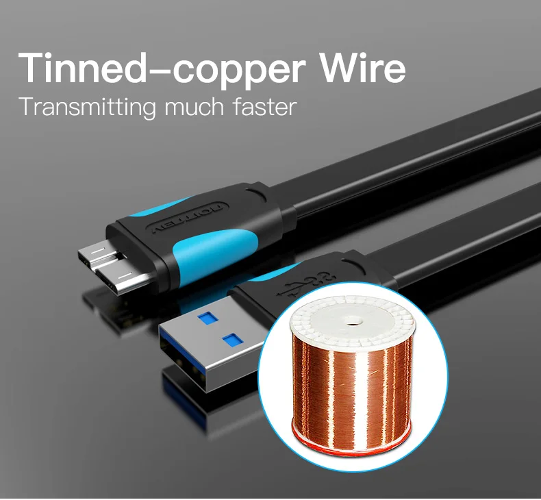 Кабель Vention Micro USB 3,0, 2 м, 0,5 м, быстрое зарядное устройство USB, кабель для синхронизации данных, USB 3,0, кабель для мобильного телефона для samsung S5, жесткий диск