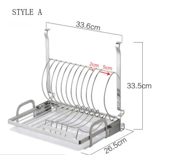 style A Kitchen stainless steel with folding drip tray design wall-mounted storage pendant tableware rack LU4191 - Цвет: style A