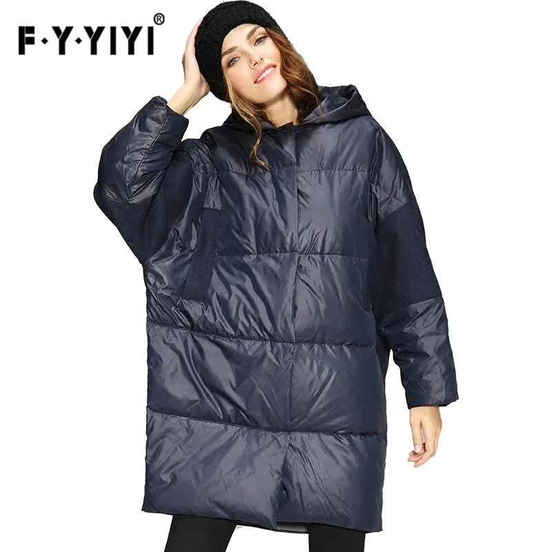 Большой бюст Зимняя мода новая шерстяная ткань стеганая Толстая теплая куртка с