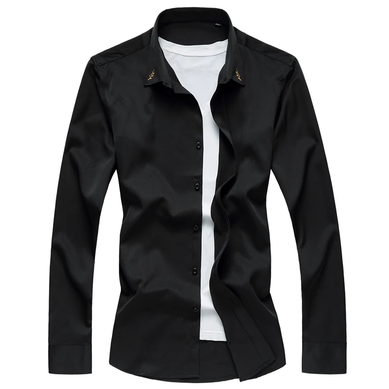 Новинка 2017 Весенняя хлопковая однотонная повседневная мужская рубашка модные