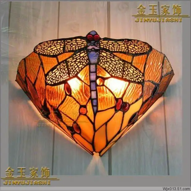 Настенный Светильник Тиффани Средиземноморский 12 дюймов со стрекозой освещение