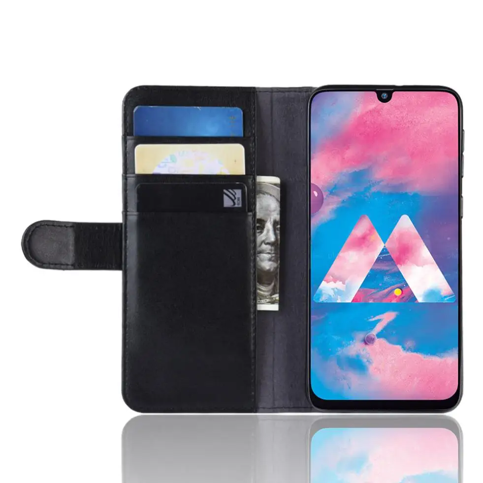 Для Samsung Galaxy M30 Чехол Премиум Бизнес Флип из натуральной кожи чехол бумажник