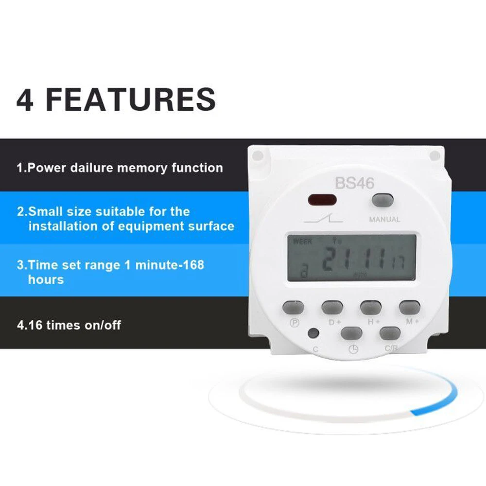 

2019 new Power outages memory built-in battery programmable digital timer2V 24V 36V with 16 times on/off time set unit 1min-168