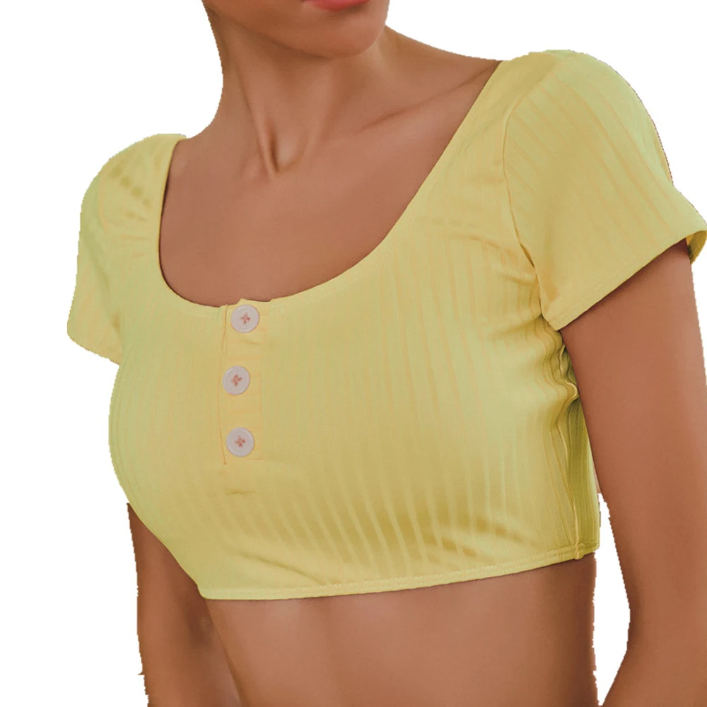 Женский бразильский купальник-бикини розовый и желтый цвета |