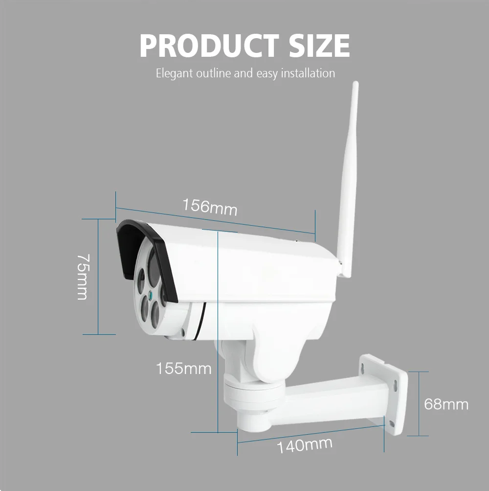 HD 1080P мини пуля Wifi PTZ IP камера Аудио 5X зум Автофокус 2,7-13,5 мм 2MP наружная беспроводная камера видеонаблюдения ИК ночного видения